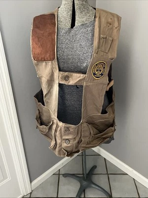 Vtg Bob Allen Shooting Vest Men XL Tan Hunting Practice Pockets Made In USA 50’s - Image 1 of 4