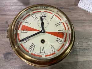 VINTAGE BRASS SHIPS CLOCK -Mechanical RUNS WELL! - Picture 1 of 10