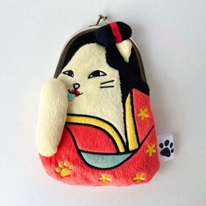 Ukiyo-e Kimono Glas Popper Katze Gamaguchi Beutel 18 cm (7,1 Zoll) Hergestellt in Japan - Bild 1 von 7