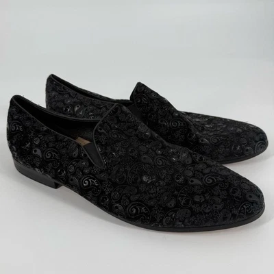 Robert Graham Rodin Paisley Skull-Embossed Velvet Loafer in Black | Size 12 - Image 1 of 4