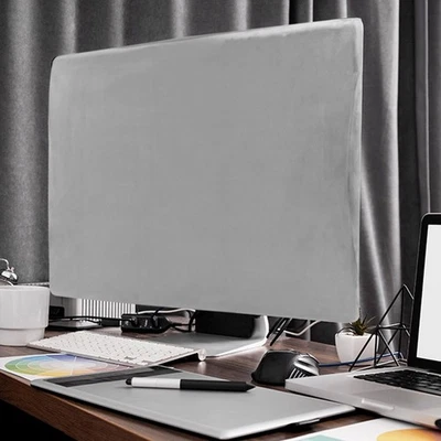 24 Inch Monitor Dust Cover Soft Grey Spandex with Elastic Nylon Hemming Band - Image 1 of 3