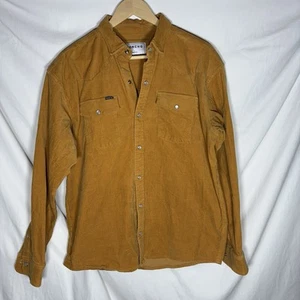 Poncho Shirt Mens Large Pearl Snap Corduroy Western Mustard - Picture 1 of 6