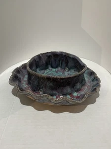 Ceramic Artisan Made Planter With Drainage Turquoise Purple Marbled Gift - Picture 1 of 22