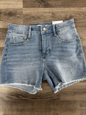 Pantalones Cortos Nine West Para Mujer 2 Denim Tiro Medio Recto Dobladillo Crudo Elastizados Informales Foto 1 de 4