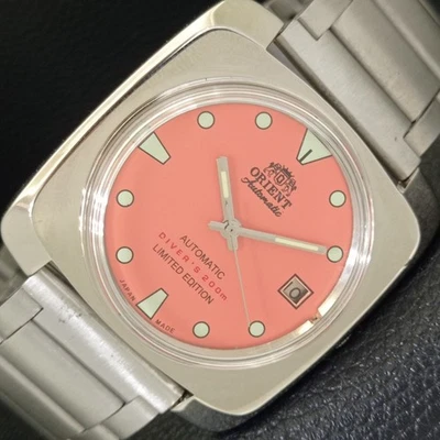 AUTOMATIC 46941 VINTAGE ORIENT JAPAN MENS PEACH COLOR DIAL WATCH a702227-1 - Image 1 of 4
