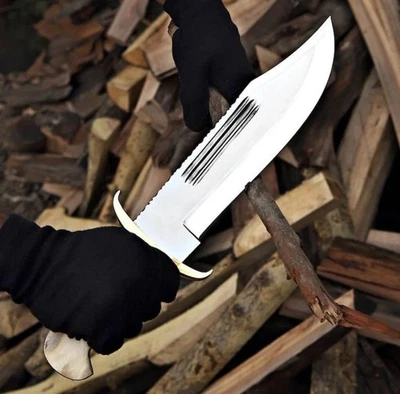 15" Custom Handmade Stainless Steel Classic Bowie Knife With Leather Sheath - Image 1 of 4