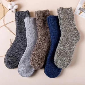 5 Paia Calze Uomo Invernali Lana Merino Spesse Calde Retrò Harajuku Cashmere Cool - Foto 1 di 25