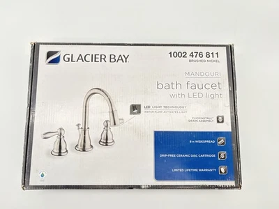Glacier Bay Mandouri 8 in. 2-Handle LED High-Arc Bathroom Faucet Brushed Nickel - Image 1 of 3