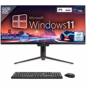 AIO All In One I5 21:9 Ultrawide 30" Windows 11 8GB 120GB 2K IPS Wifi 6 PC BT - Picture 1 of 12
