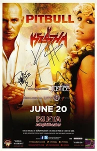 Pitbull & Kesha 2013 tour signed x2 limited edition autographed GIG poster - Picture 1 of 2