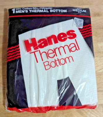 Capa base inferior térmica vintage 1987 Hanes para hombre talla M 34-36 NUEVO stock antiguo Foto 1 de 4
