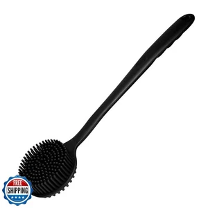 Silicone Back Scrubber for Shower Body Brush with Long Handle Double Sided Ba - Foto 1 di 5