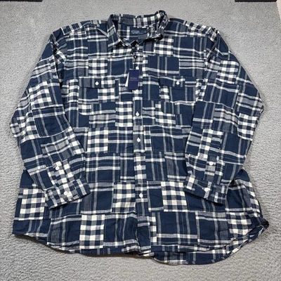 NWT Polo Ralph Lauren 3XLT Blue Camp Shirt Patchwork Cotton Linen Workshirt - Image 1 of 4