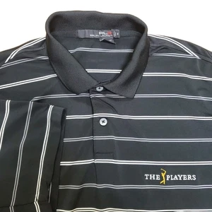 RLX Ralph Lauren Polo Shirt Mens M Black Stripe The Players Golf Performance - Picture 1 of 9