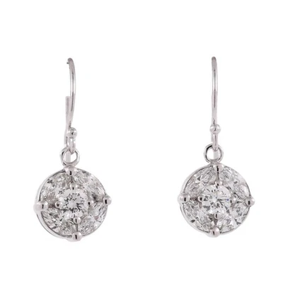 1.50 TW镶嵌钻石吊坠耳环白金0.80女士庄园 — 第 1/4 张图片