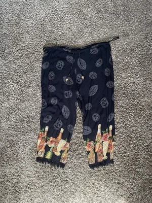 90s/2000s Ario Sz 7/8 Women’s Beaded Beer Themed Capris, Hawaiian Style w Fringe - Image 1 of 4