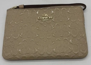 Coach Signature geprägtes Lackleder Eckreißverschluss Handgelenktasche Buchenholz F58034 - Bild 1 von 8