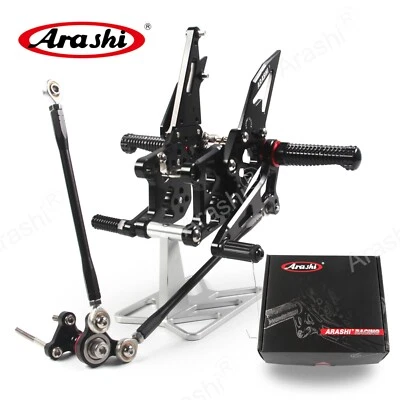 Arashi Adjustable Rearsets Foot Pegs Footrest For HONDA CBR600RR 2007 2008 BLACK - Imagen 1 de 4