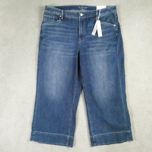 Chico's Womens Trouser Crop Jean Size 16, 3 Blue Denim Wide Leg (Measures 36x24) - Picture 1 of 20