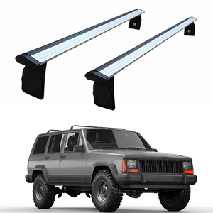 For Jeep Cherokee XJ 1984-2002 Roof Rack Cross Bars Rain Gutters Silver - Picture 1 of 10