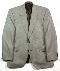 mens tan houndstooth Circle S western blazer jacket sport suit coat classic 44R - Picture 1 of 10