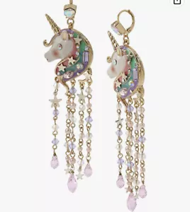 Betsey Johnson goldfarbene Kristall & Perlen Einhorn Chandelier Ohrringe Pastell 68 $ - Bild 1 von 2