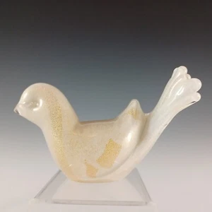 Salviati Murano White Glass & Gold Leaf Dove / Bird Sculpture - Picture 1 of 8