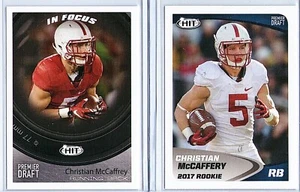 Lote de 2 cartas de novato de Christian McCaffrey 2017 SAGE Hit Premier Draft 49ers - Imagen 1 de 2