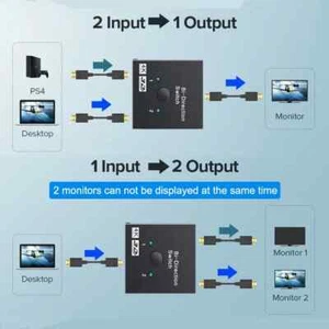 Conmutador HDMI 4K HDMI Divisor Aluminio Bidireccional HDMI Conmutador 2 a 1 - Imagen 1 de 20