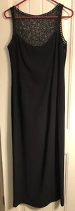 Vestido de Noche Largo Negro Laundry by Shelli Segal Espalda de Encaje, Cóctel, Talla 12 - Imagen 1 de 6