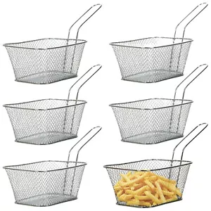 6 x Mini Chrome Chips Fryer Snack Serving Food French Fries Basket Restaurant - Picture 1 of 5
