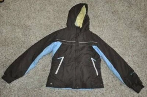 Boys Jacket Winter Columbia Blue Brown Hooded Water Res Snow Ski -size 14/16 - Picture 1 of 12