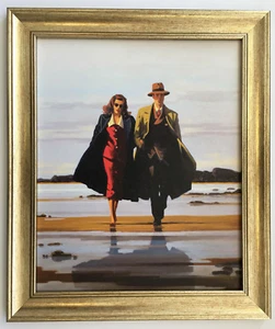 Jack Vettriano - Road to Nowhere Enmarcado Efecto Lona Estampado 51cm x 43cm Dorado - Imagen 1 de 4