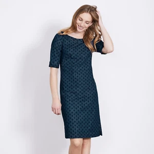 New! Boden women's Freya blue denim polka dot dress - UK 6 - fitted stretch spot - Picture 1 of 15