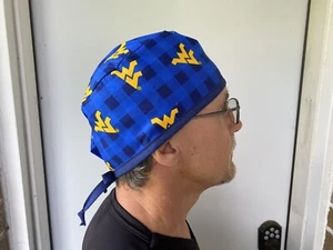 West Virginia Surgeon Style Cap, WVA Mountaineers scrub, Ties in back - Picture 1 of 3