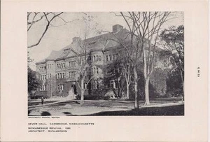 Vintage 1950s Print Architect RICHARDSON Sever Hall CAMBRIDGE MASSACHUSETTS - Picture 1 of 1