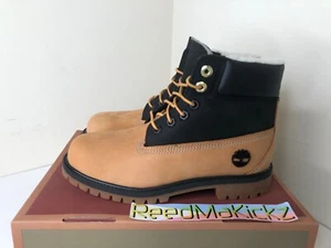 Timberland Boots 6 inch Wheat Black Shearling GS Kids Youth Junior TB0A2MZY 231 - Picture 1 of 9