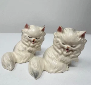Vintage Miniature Mini White Kitty Cat Figurine Set Of 2 Japan - Picture 1 of 7