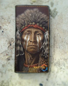 Native American leather carved wallet, Shaman leather wallet, Carved wallet - Picture 1 of 3