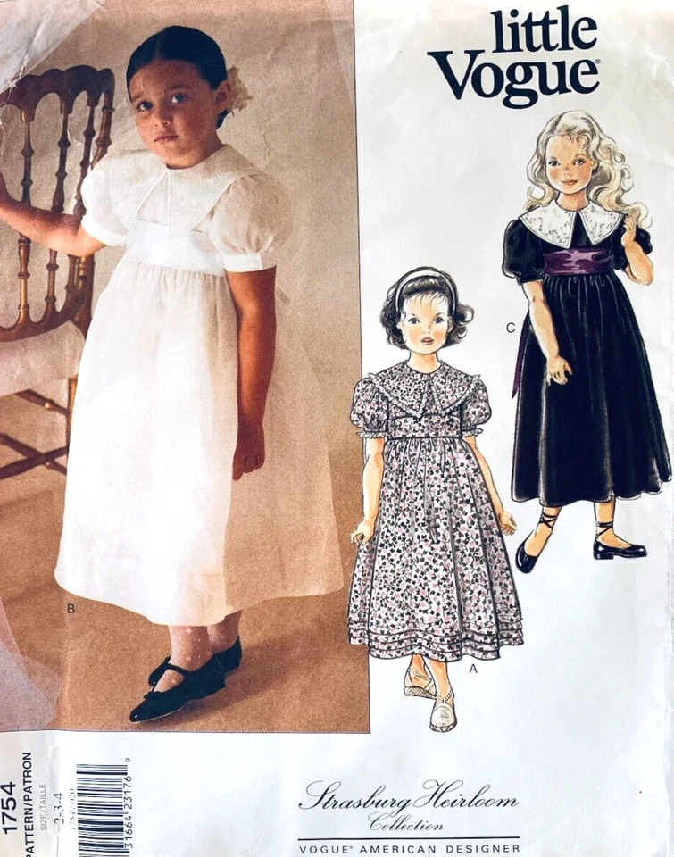 Vogue Pattern 1754 Toddlers & Girls Heirloom Dress | Sizes 2 3 4 + Bonus 5 6 6+ - Image 1 of 4
