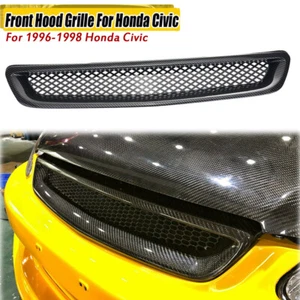 Carbon fiber Front Hood Mesh Grill Grille ABS For 96-98 Honda Civic EK JDM CX DX - Picture 1 of 9