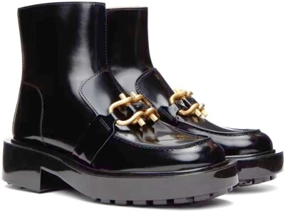 Bottega Veneta Boots Black Monsieur Chunky Ankle Booties Black Leather 39 - Image 1 of 4