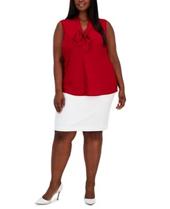 /LX088/ Falda lápiz Kasper Plus crepé elástica hasta la rodilla blanca talla 16W $89 - Imagen 1 de 3