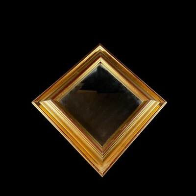 "Espejo rombo con marco de madera dorada de Robert-Grace Hollister CA vintage 9""/9""" Foto 1 de 4