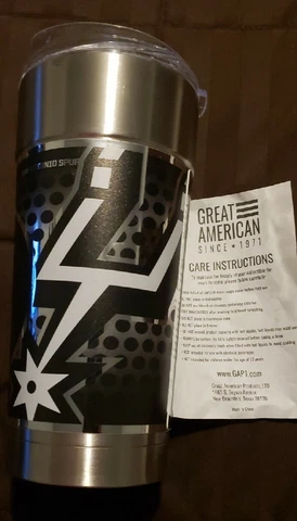 NEW • SAN ANTONIO SPURS 24 OZ STAINLESS STEEL COFFEE • GREAT AMERICAN TRAVEL MUG Cover