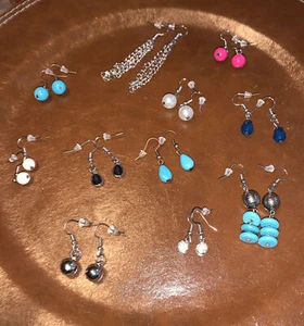 J CREW Set 11 Amethyst Türkis Kristall Sortiment Ohrringe NEU Neu ohne Etikett 💗204 - Bild 1 von 8