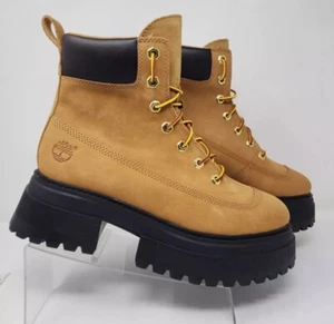 Timberland Womens Size 10 Sky Wheat Nubuck 6in Platform Lace Up Boots Shoes New - Picture 1 of 8