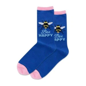 Hotsox Women's Bee Happy Crew Socks 1 Pair, Dark Blue, Women's 9-11 - Picture 1 of 1
