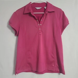 Callaway Opti-Dri Fit Women's L Fuschia Polo Golf Shirt w/ Pearl Snap Buttons - Picture 1 of 10