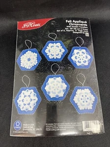 J & P Coats Applique Snowflake Christmas Ornaments Kit Set of 6 NEW Vintage 1998 - Picture 1 of 2